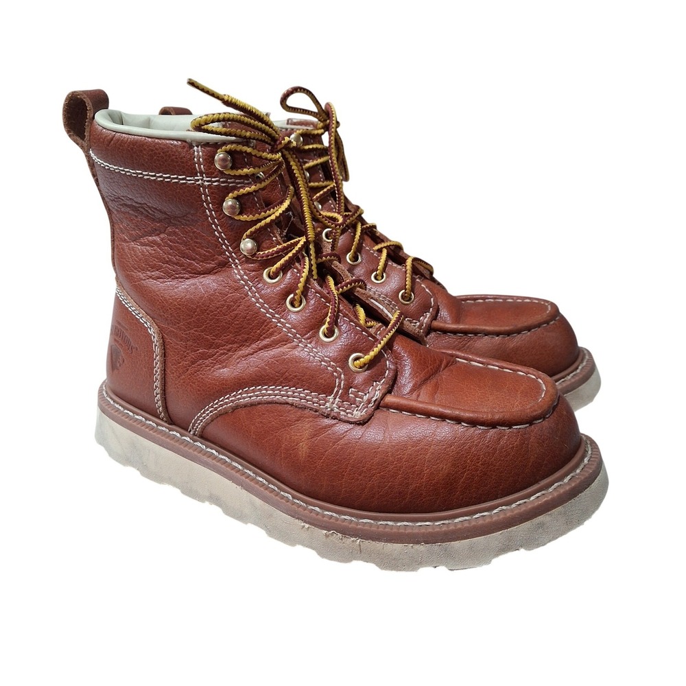 Herman Survivors Oakridge Men's 8.5 Brown Leather Steel Toe Moc Toe Work Boots